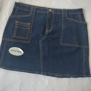 Blue Threads Dark Blue Denim Stretch Mini Skirt Size 9